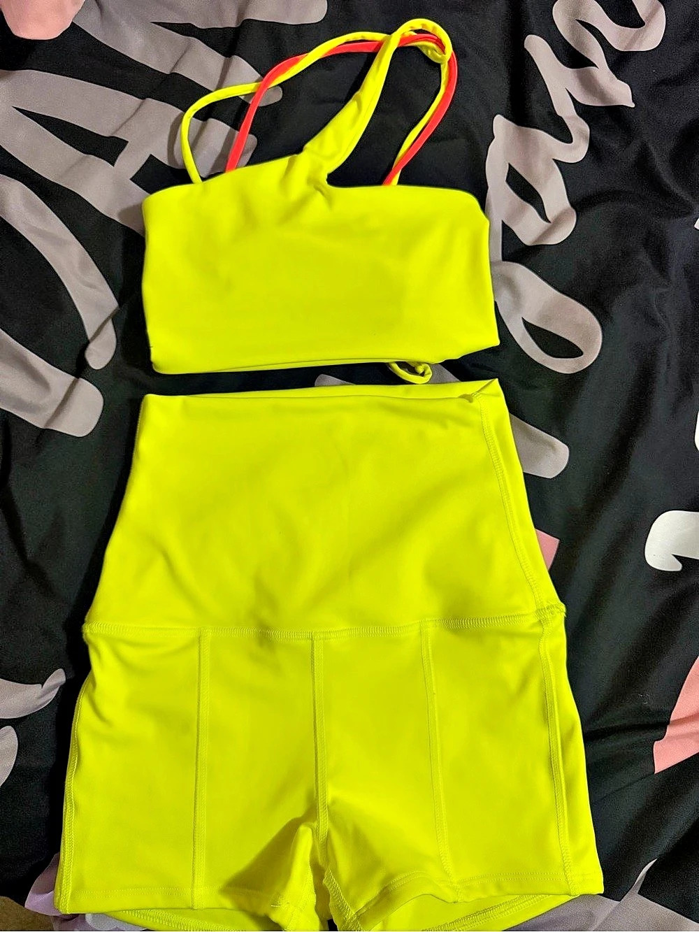 Tiger Friday Strappy Bronx Crop Top and shorts set - Citrus/Rogue New Adult Smal
